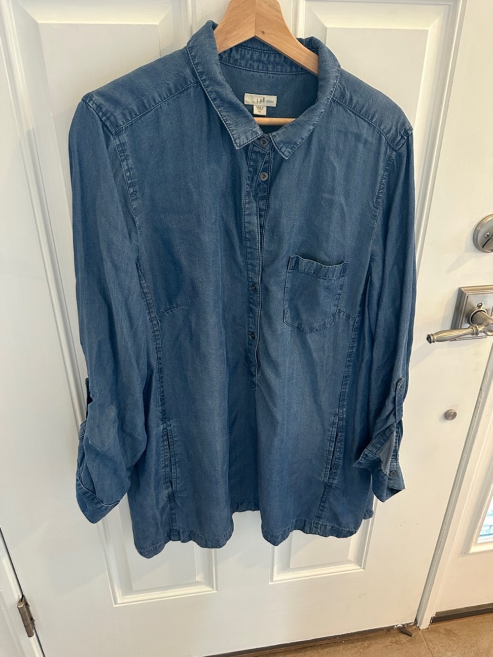 J. Jill Denim 1/2 button Shirt in Light Blue